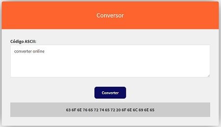 conversor online ASCII to HEX