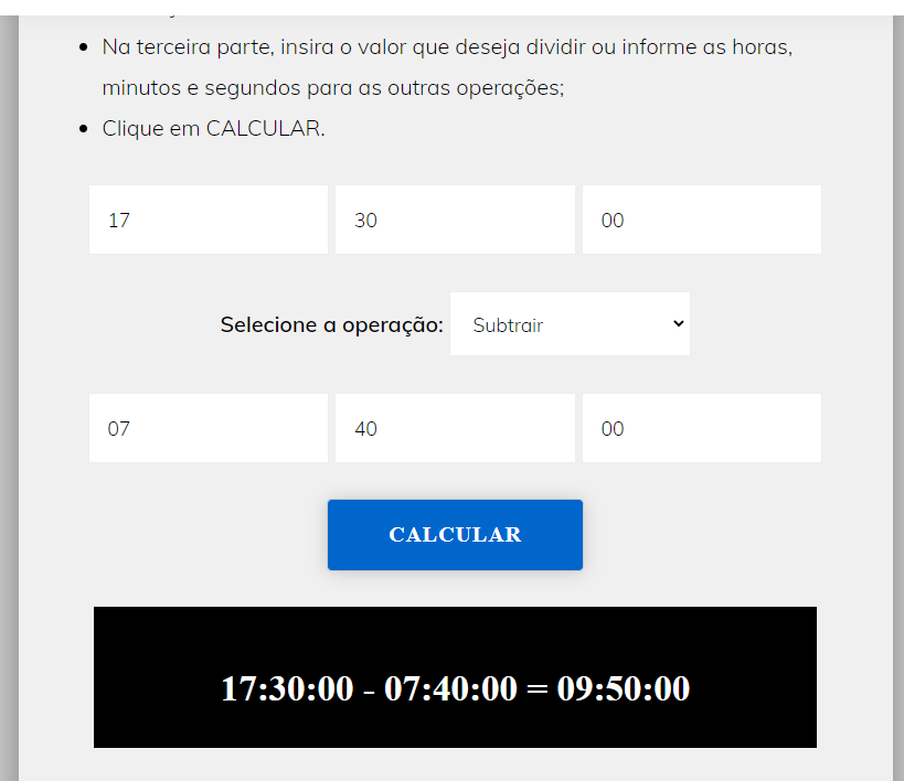 Guinness Facultad Propuesta Calculadora de Tempo (soma, subtração e divisão de horas, minutos e segundos )