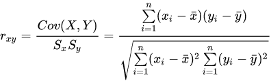 fórmula correlação